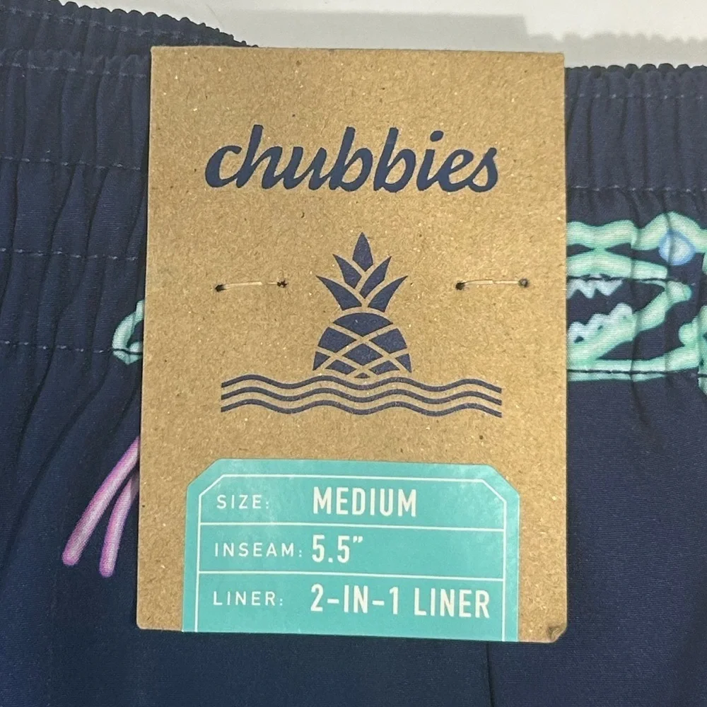 NEW Chubbies The Neon Glades 5.5” Sw Trunk W/Liner Size M Navy Alligator Palms